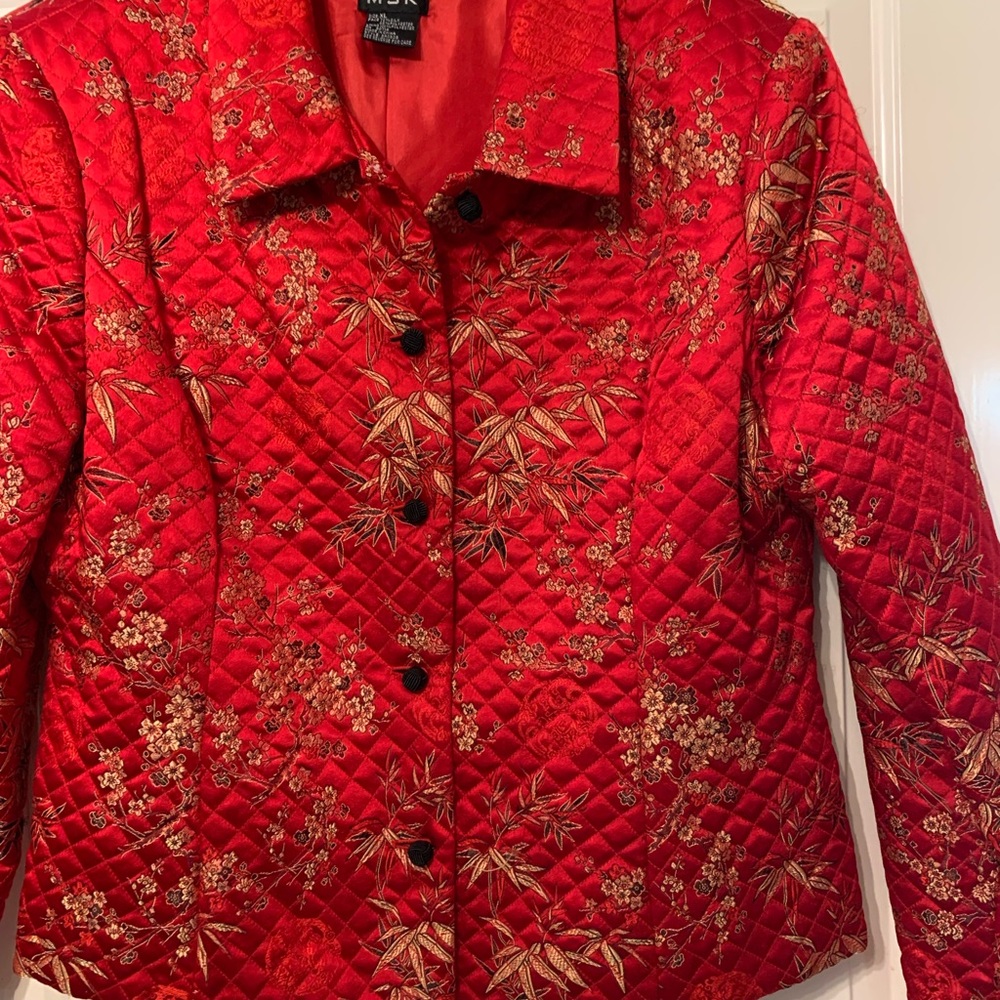 MSK Red and Black Floral Jacket in Asian design.